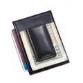 Bey Berk International Bey-Berk International BB516B Leather Magnetic Money Clip & Wallet with ID Window - Black BB516B
